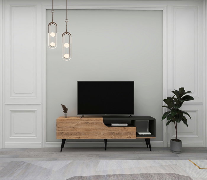 Hanah Home Soporte TV Atlantic Pine Anthracite 150cm Ancho x 49.6cm Alto x 29.6cm Profundo